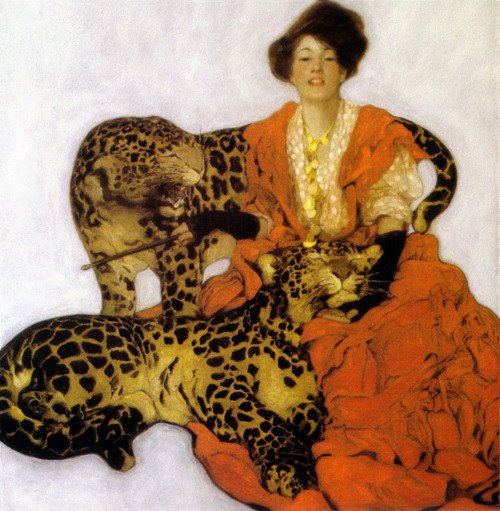 Sarah-Stilwell-Weber-1878-1939-Donna-con-leopardi