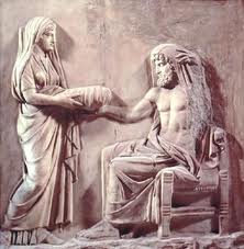 Rea dà a Crono una pietra in un panno, fingendo che sia il piccolo Zeus